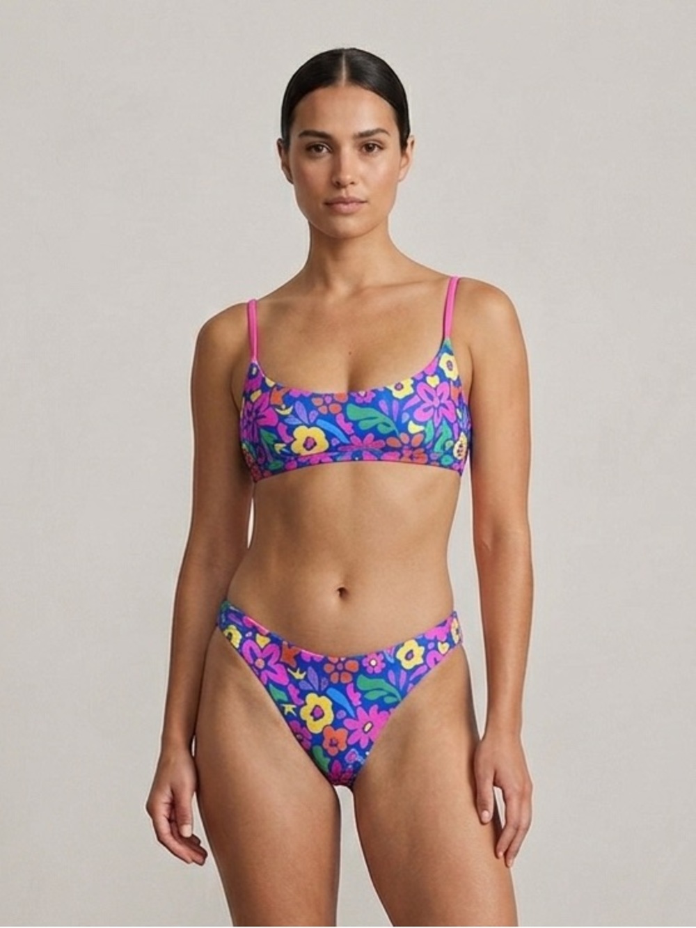 Koana Swim Sz S Colorful Floral Tropical Swimsuit Bikini Set